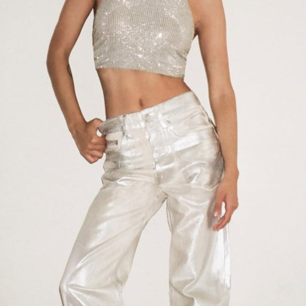 ZARA METALLIC JEANS - Picture 5 of 6